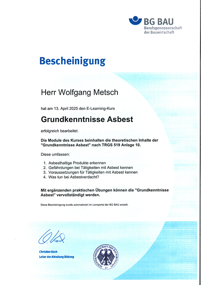 Auszeichnung Malermeister Metsch – Urkunde 5