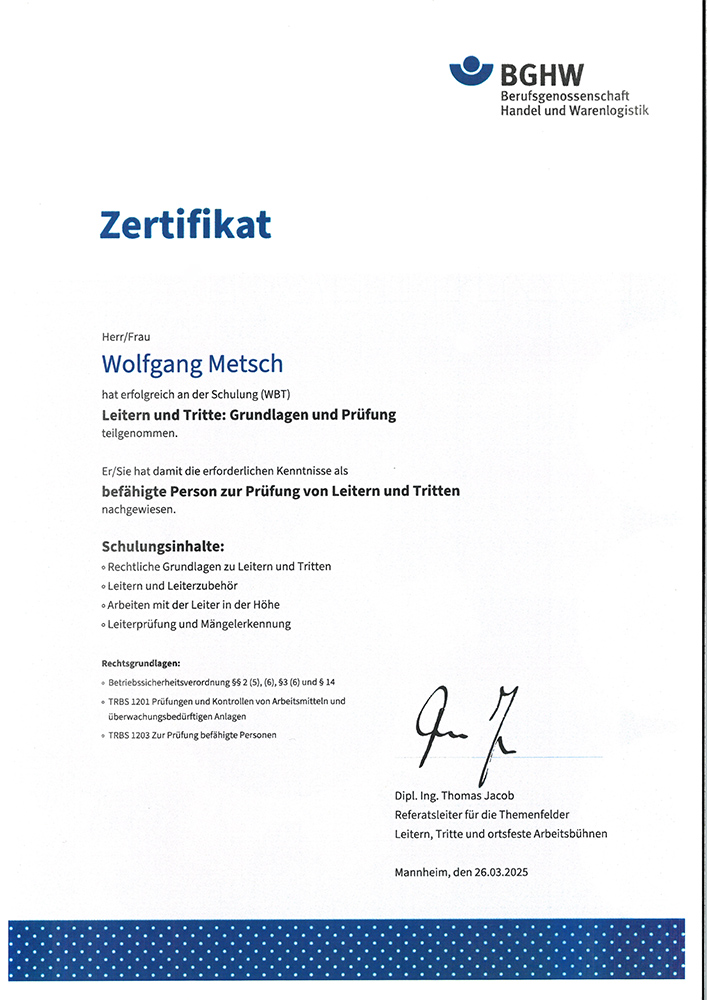 Auszeichnung Malermeister Metsch – Urkunde 6