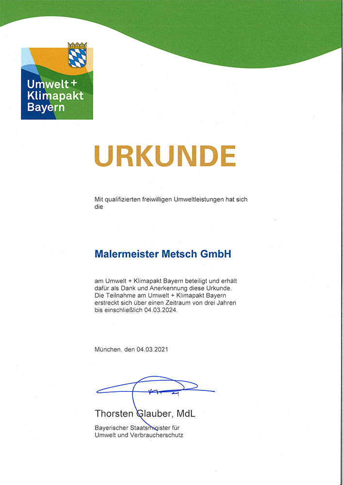 Auszeichnung Malermeister Metsch – Urkunde 17