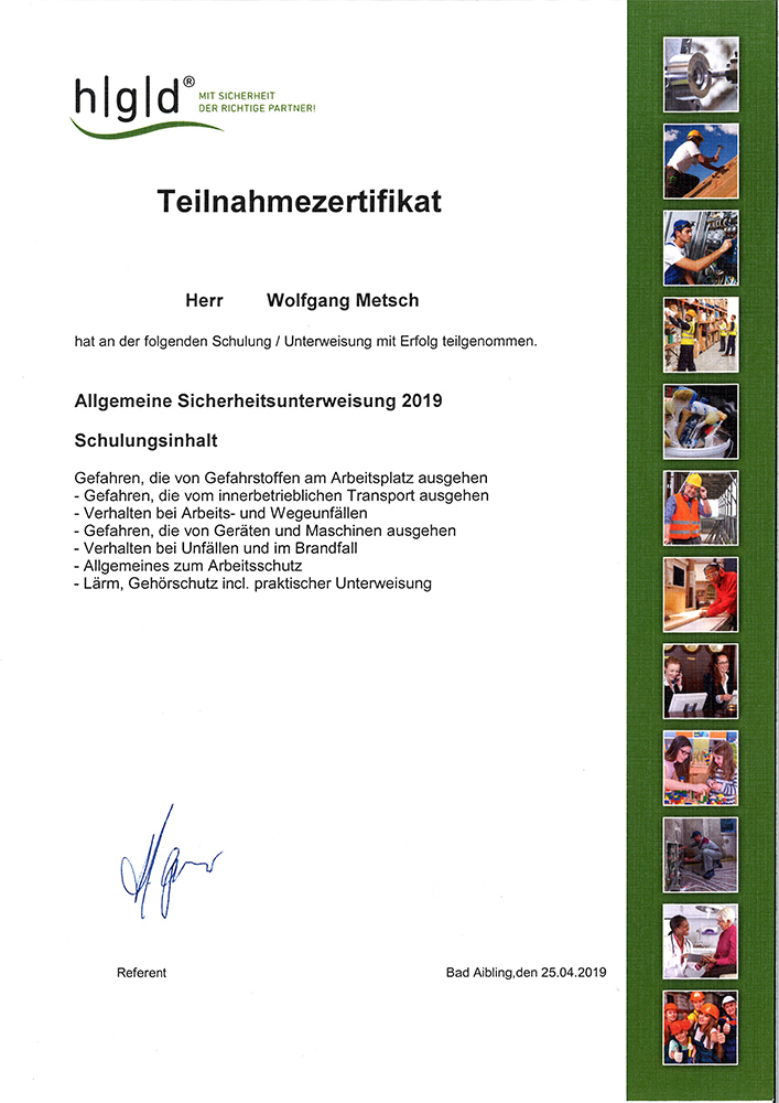 Auszeichnung Malermeister Metsch – Urkunde 22